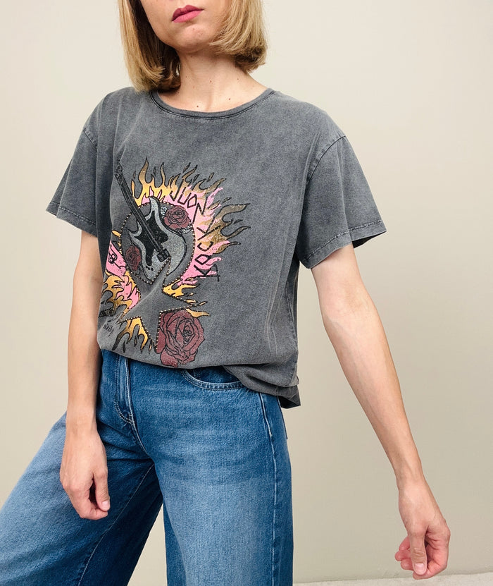T-shirt grigia con stampa
