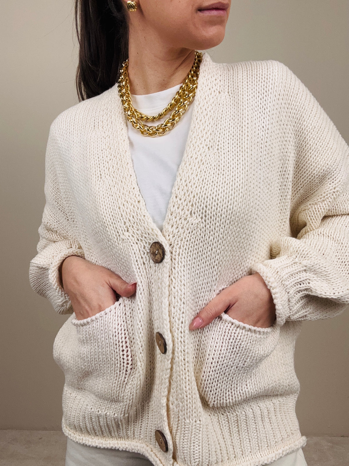 Cardigan bottoni legno (più colori)