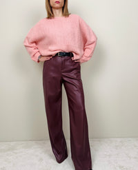 Pantalone palazzo ecopelle bordeaux