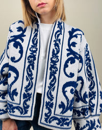 Cardigan bianco-bluette