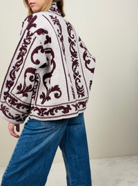 Cardigan gesso-bordeaux