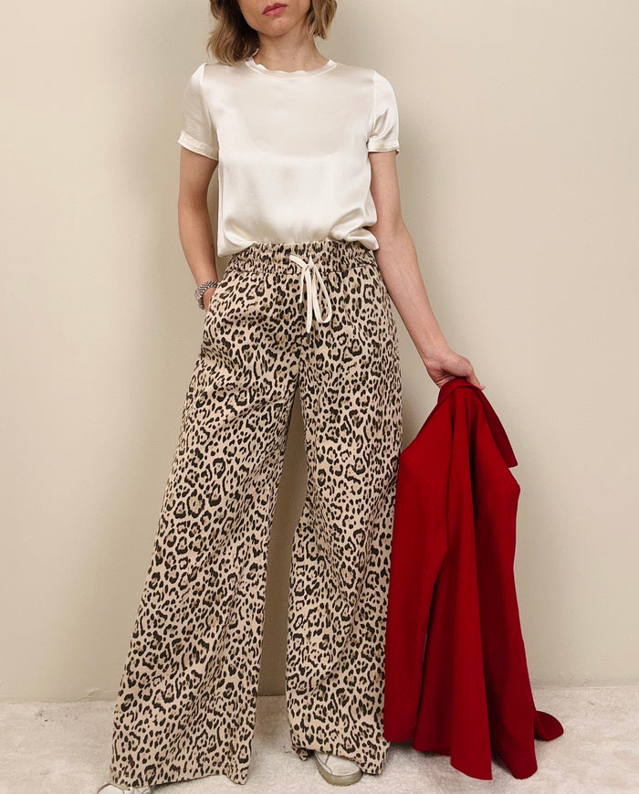 Pantalone in cotone animalier