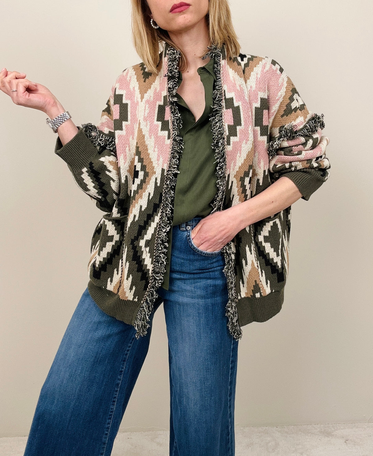 Cardigan rombi all over (più colori)