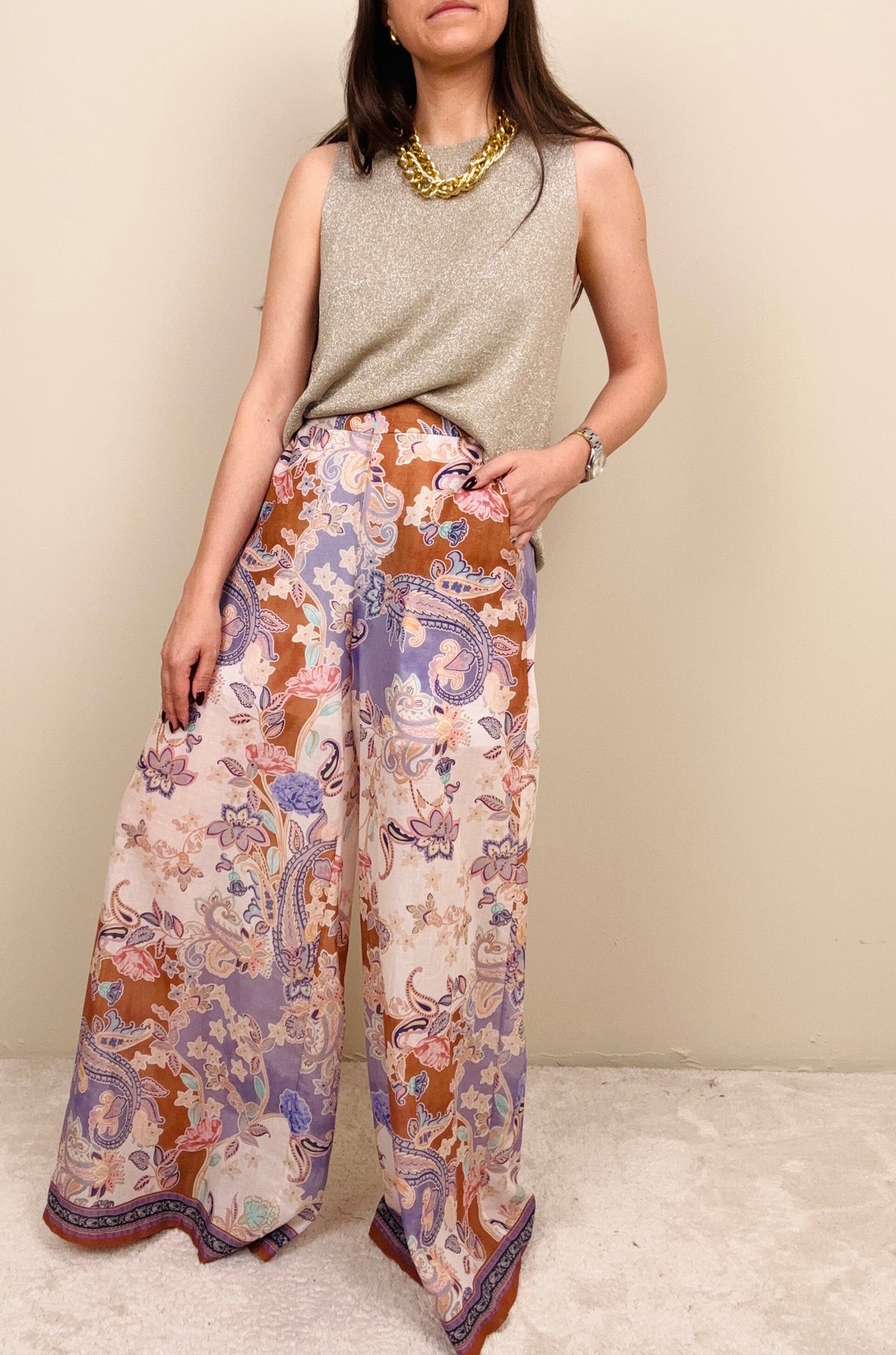Pantalone fantasia lilla