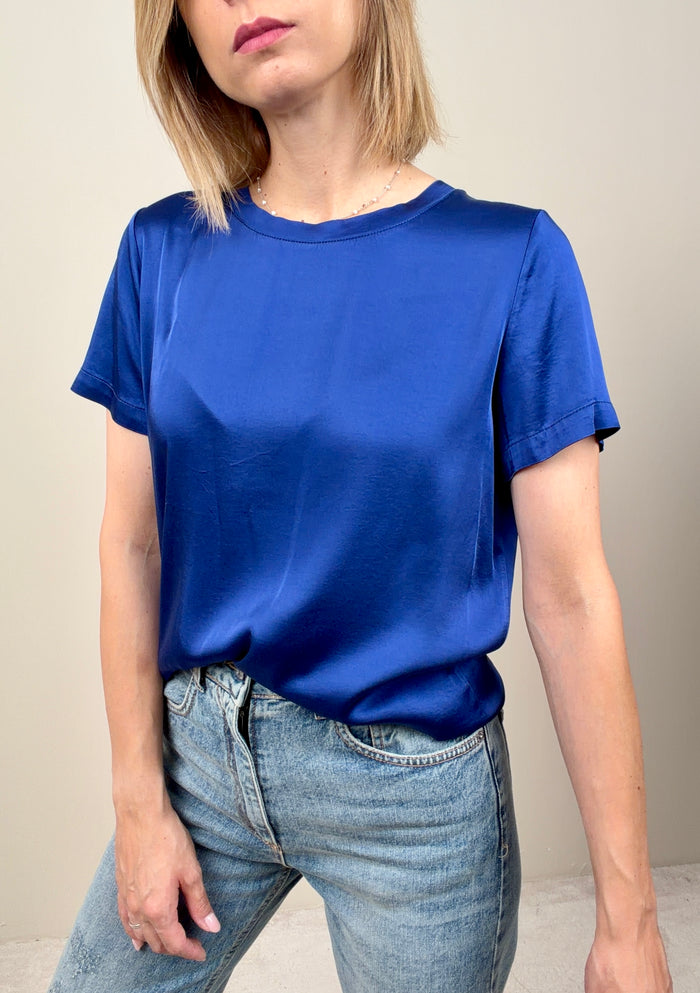 T-shirt in viscosa bluette