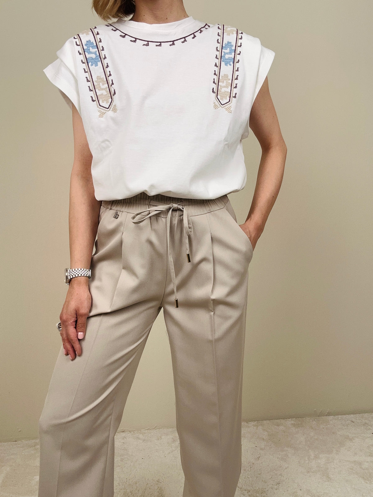 Pantalone ghiaccio con elastico in vita