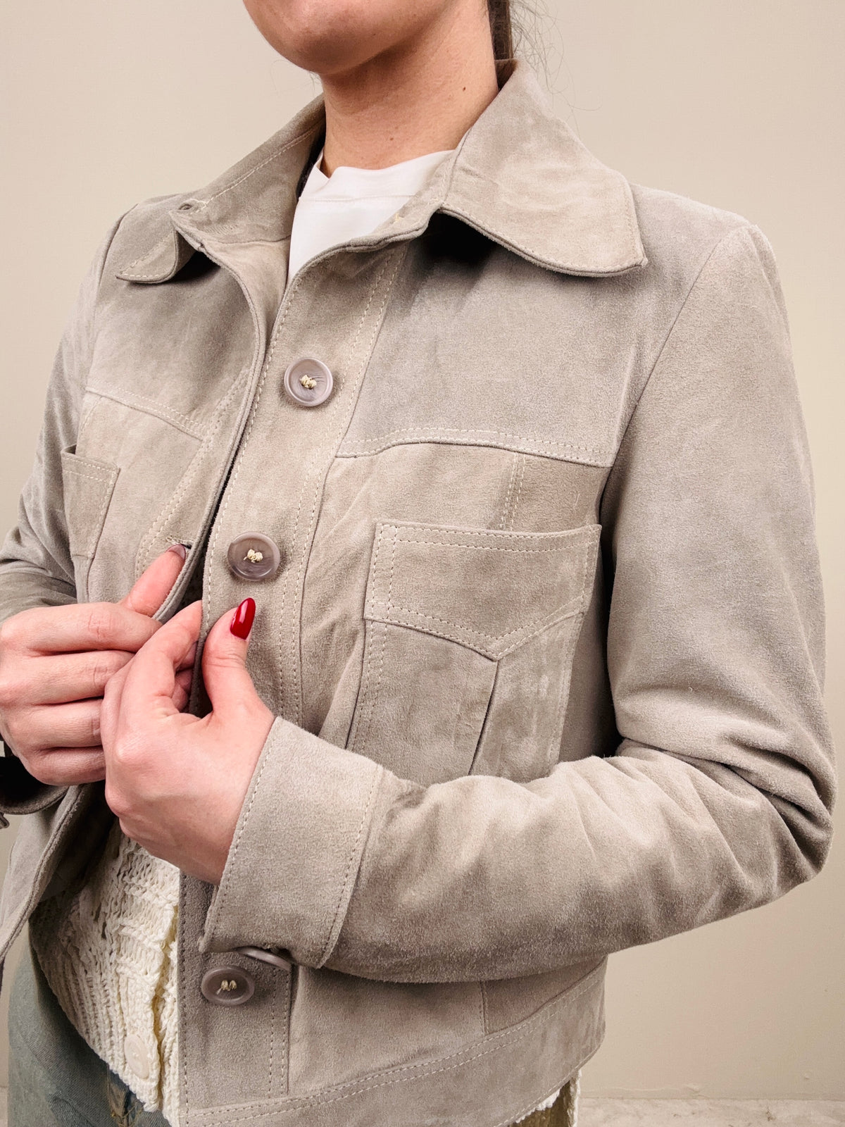 Giubbino in pelle tortora