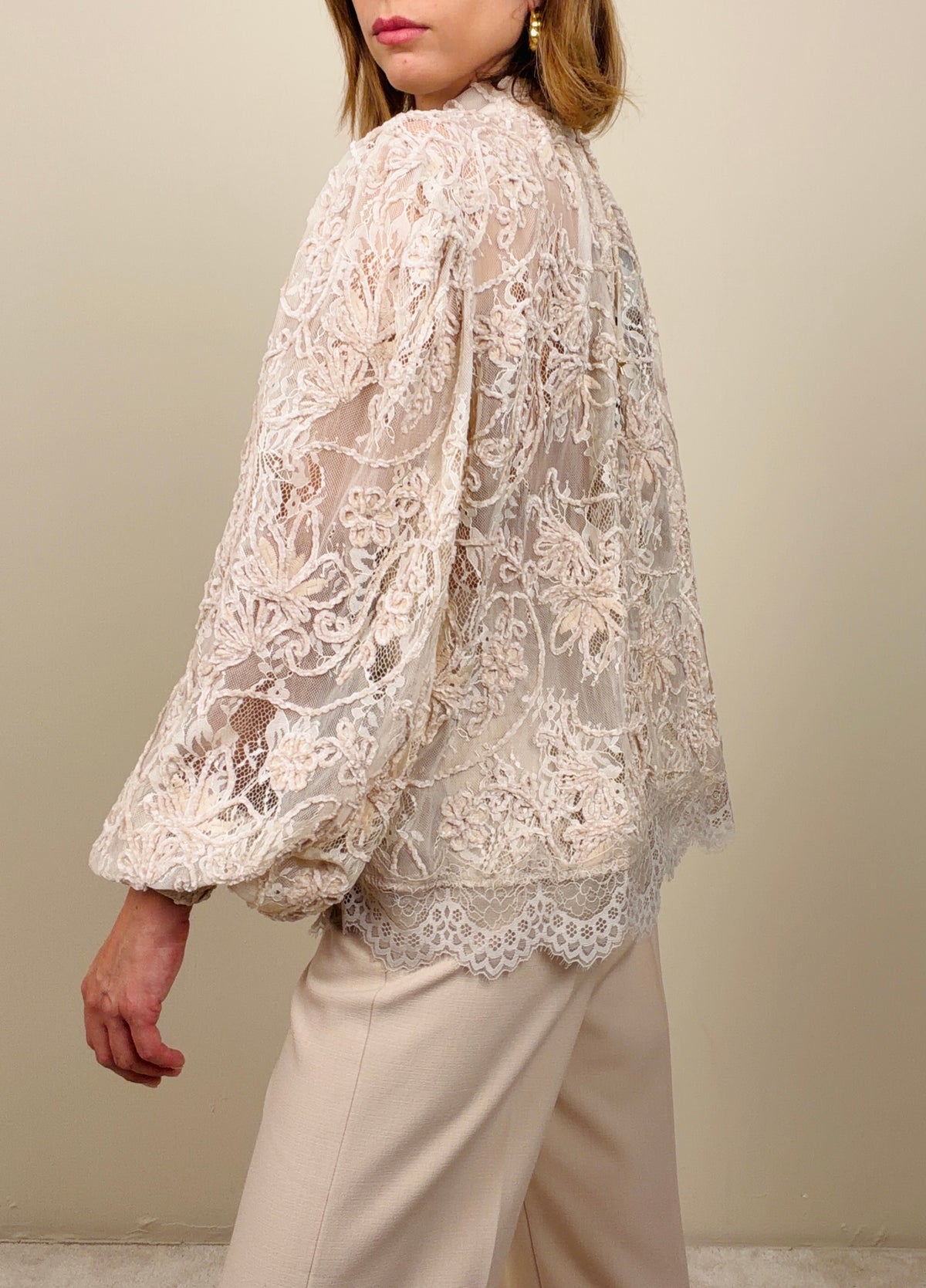 Camicia in pizzo burro