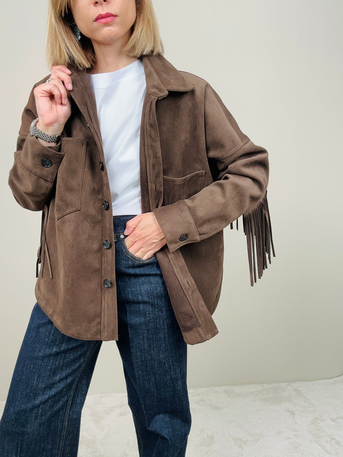 Overshirt con frange