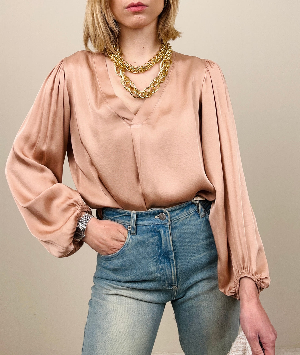 Blusa in viscosa blush