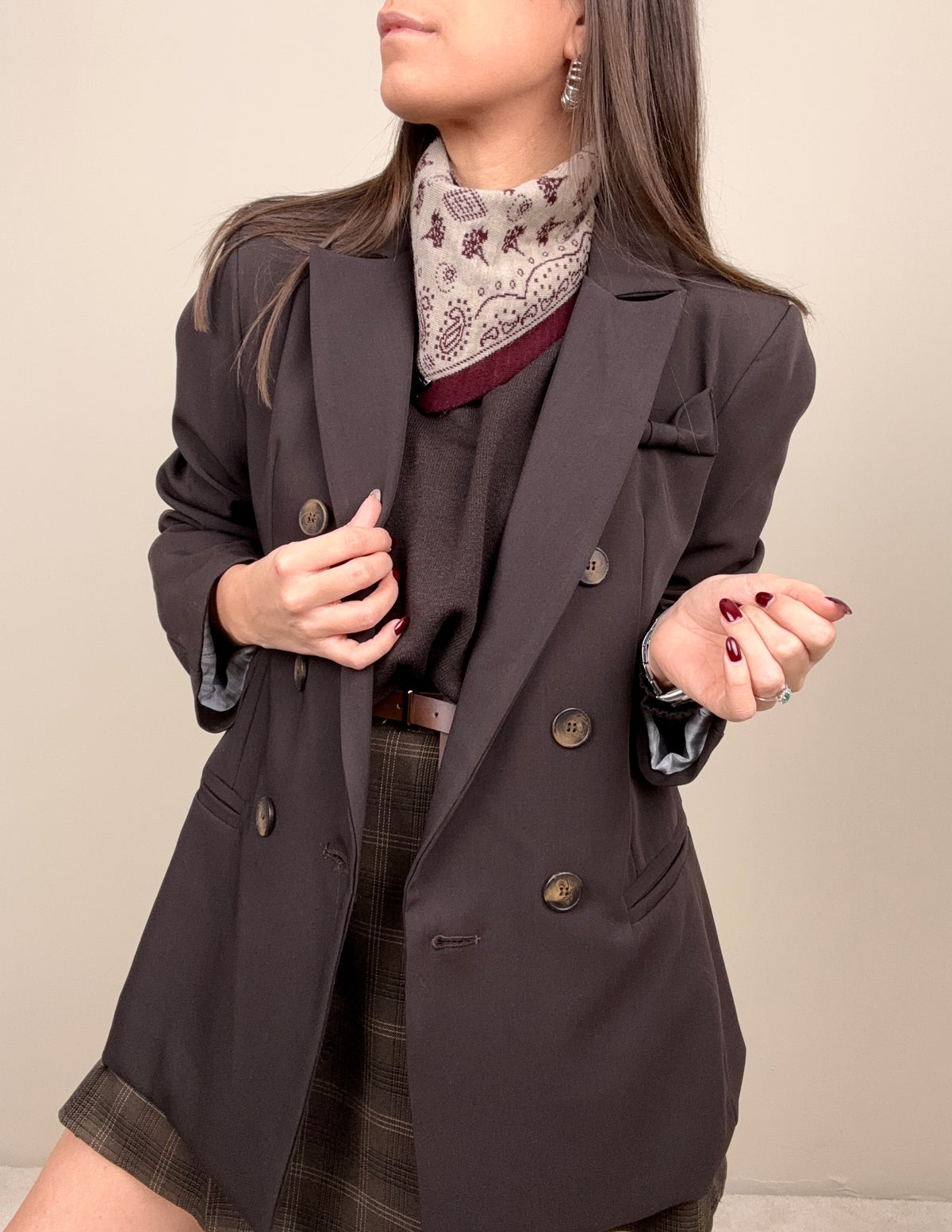 Blazer over con fiocchetto