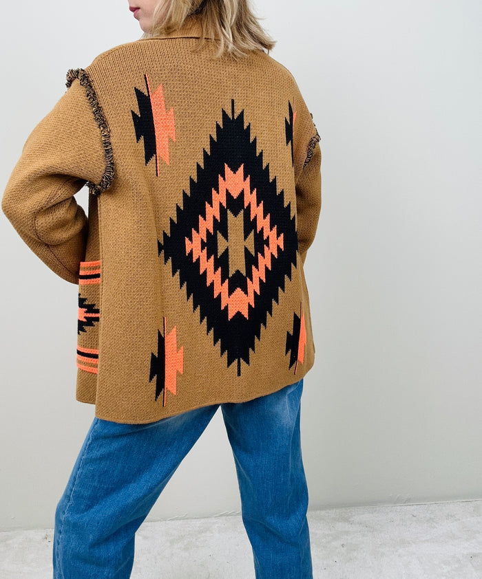 Cardigan tabacco-arancio