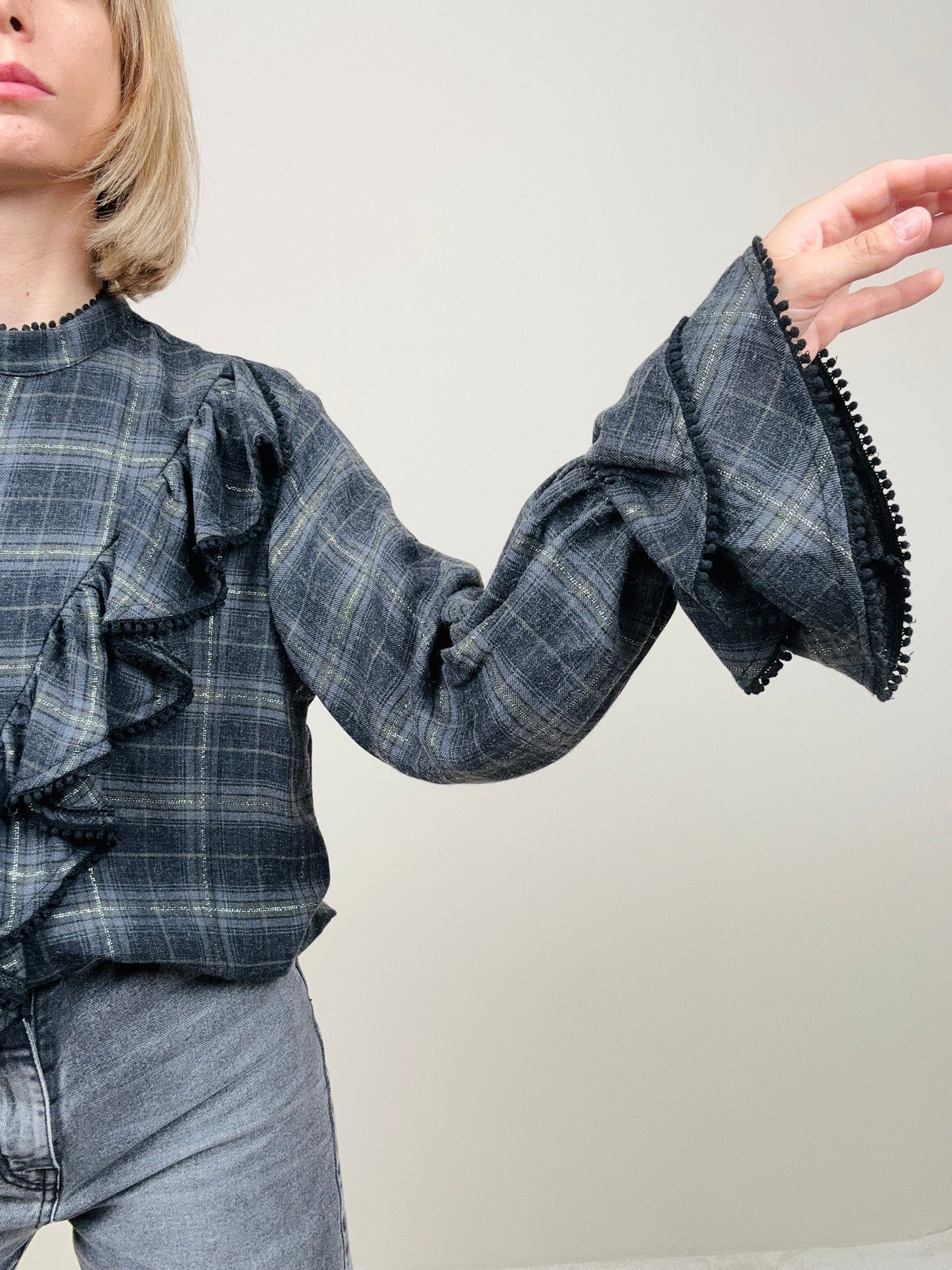 Camicia a quadri con voilant