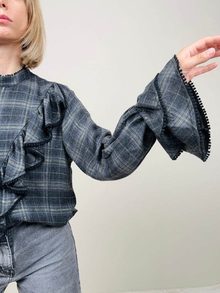 Camicia a quadri con voilant