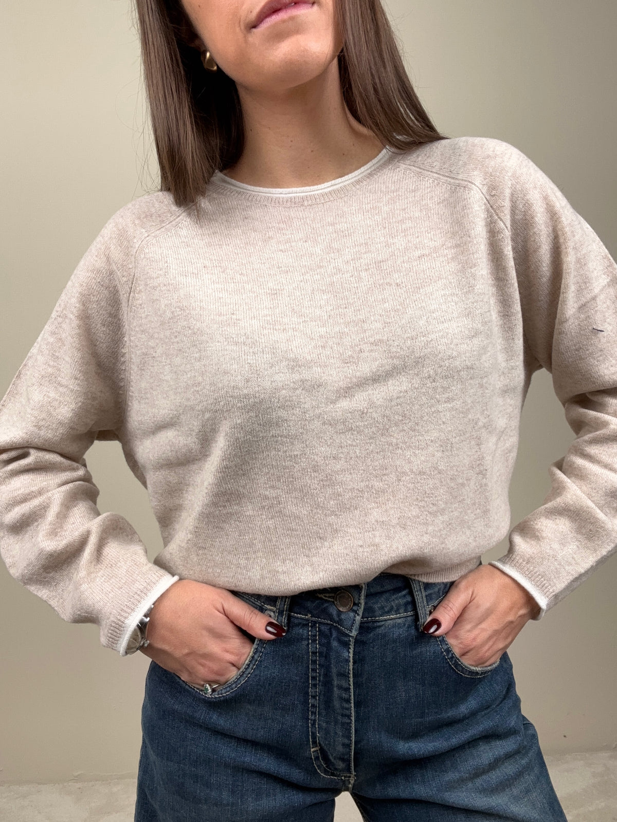 Maglioncino crew-neck beige