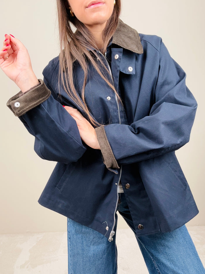 Giubbino blu stile Barbour