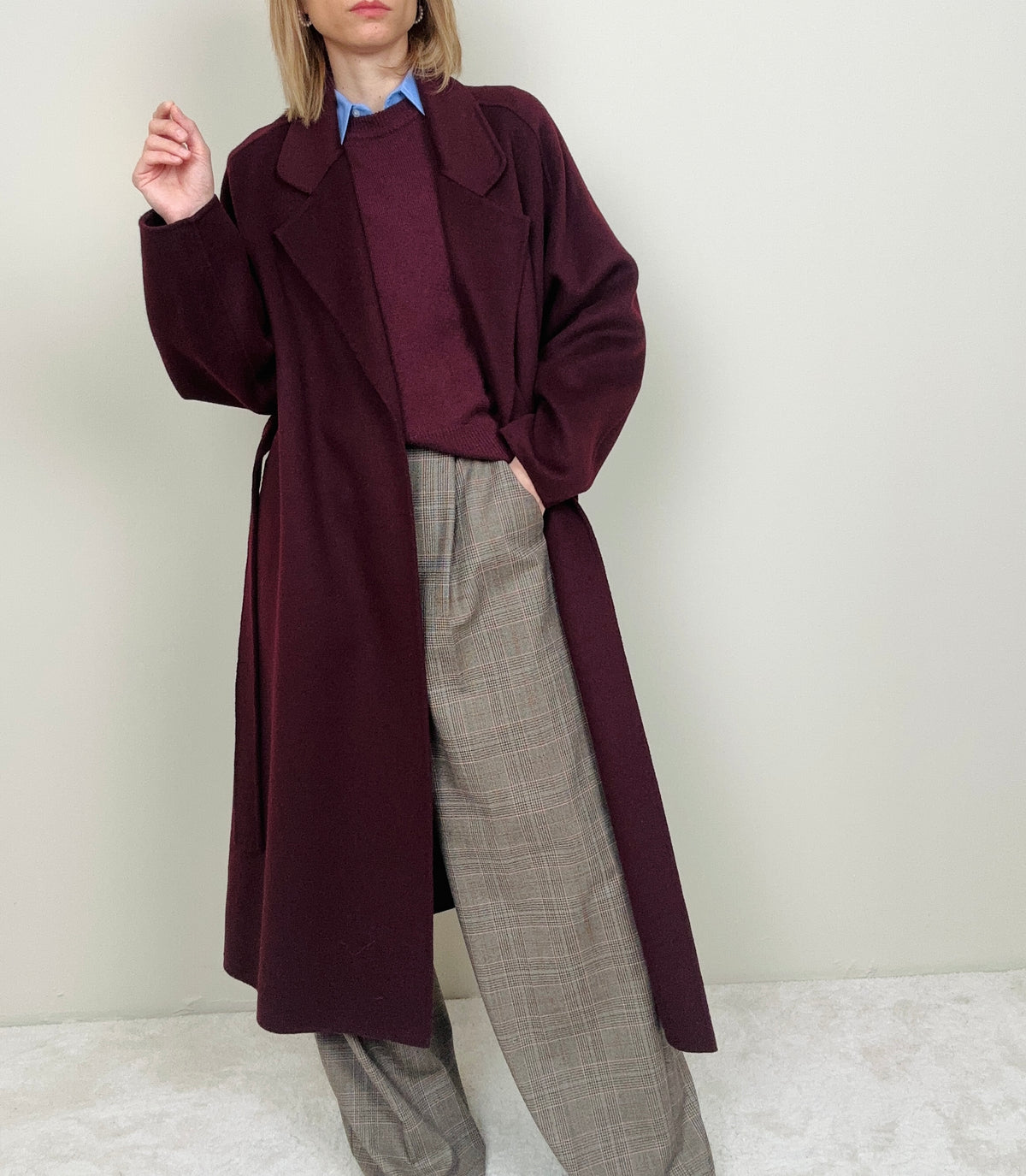 Cappotto bordeaux 100% lana