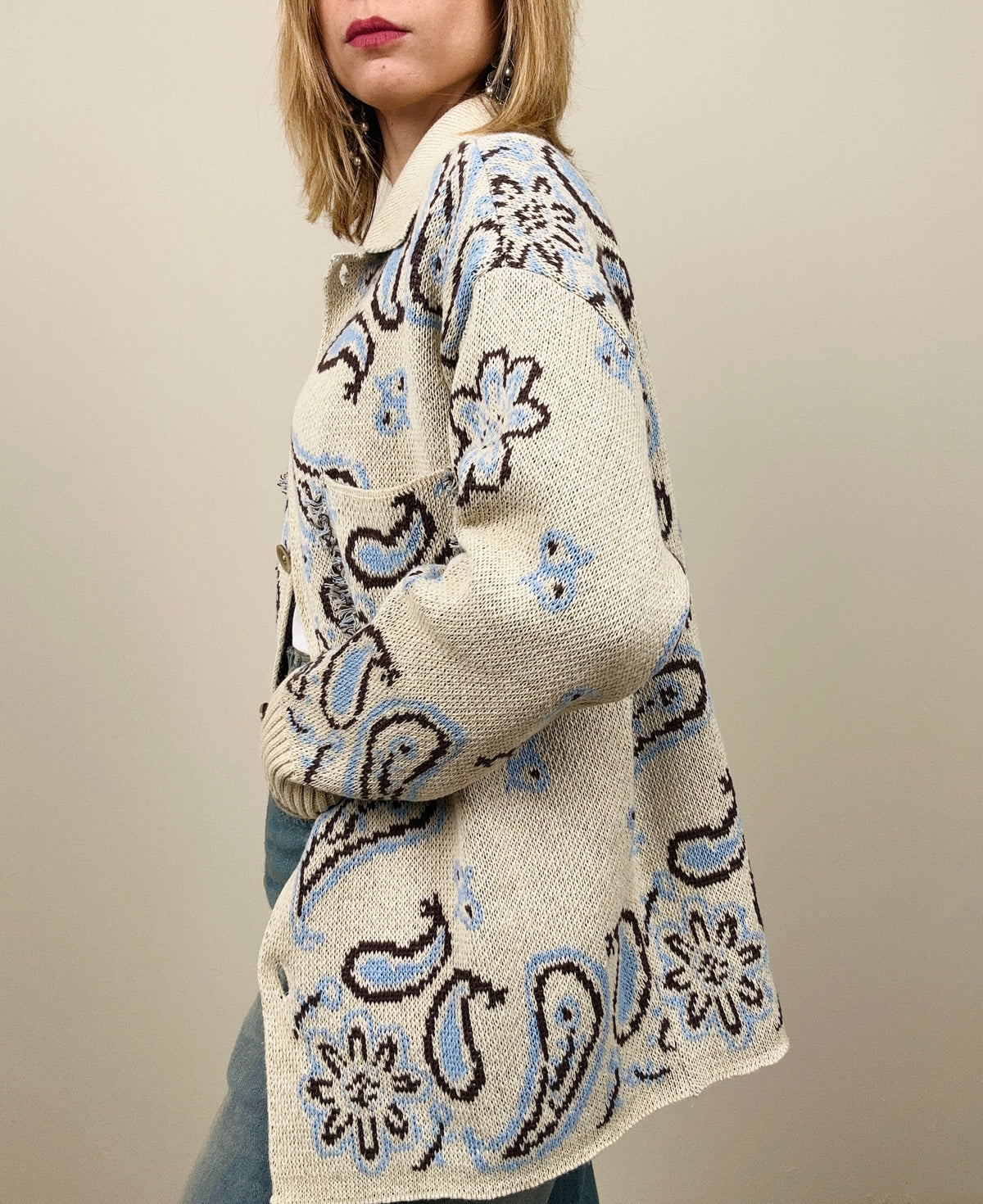 Cardigan bandana con colletto