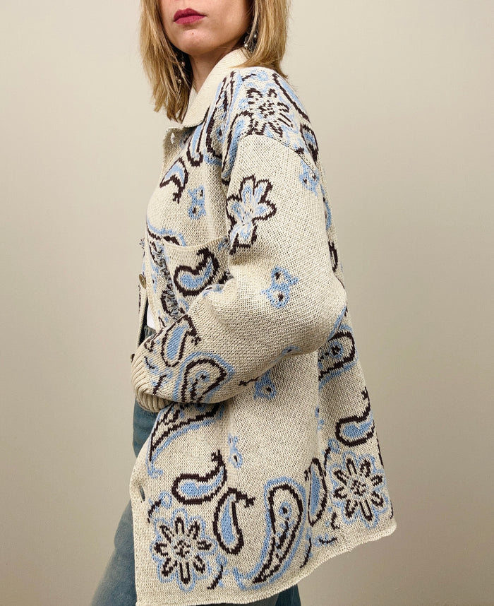 Cardigan bandana con colletto