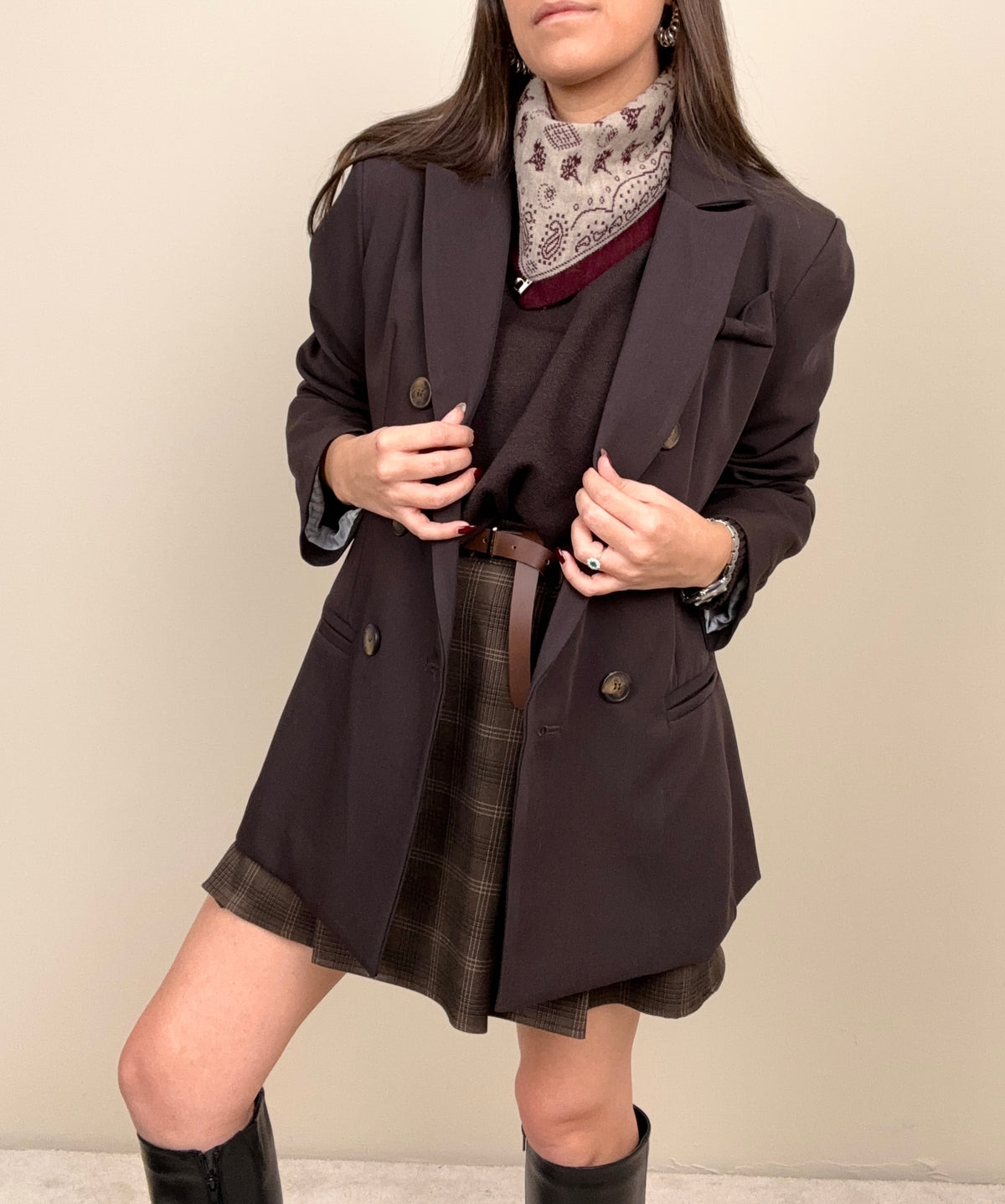 Blazer over con fiocchetto