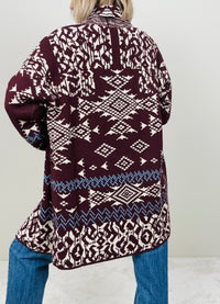 Cardigan fantasia bordeaux