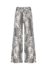 Jeans flare leopardato avena
