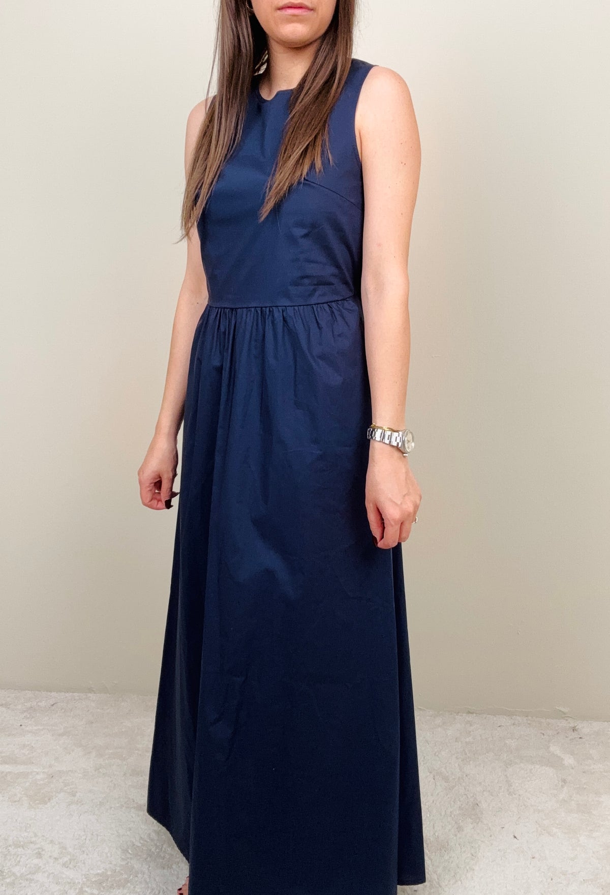 Abito lungo in cotone blu
