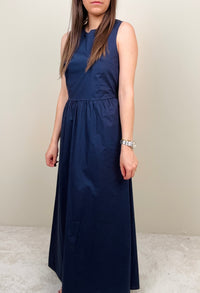 Abito lungo in cotone blu