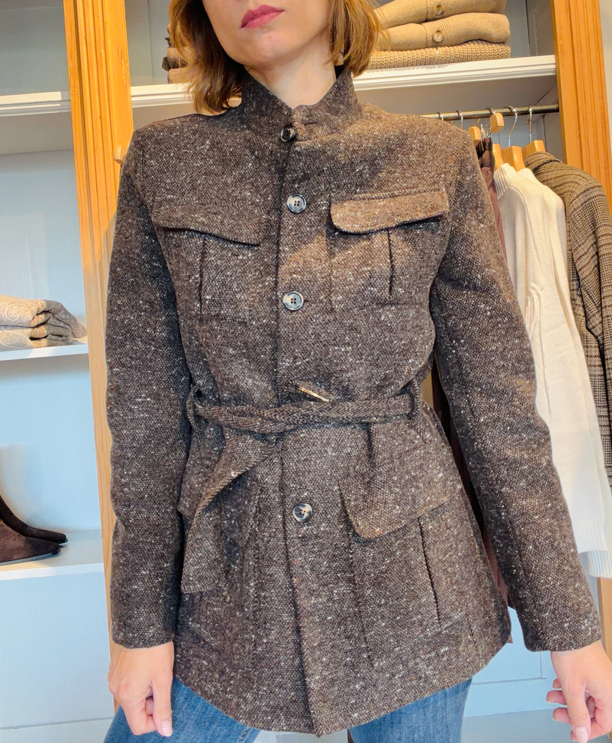 Cappottino stile militare marrone