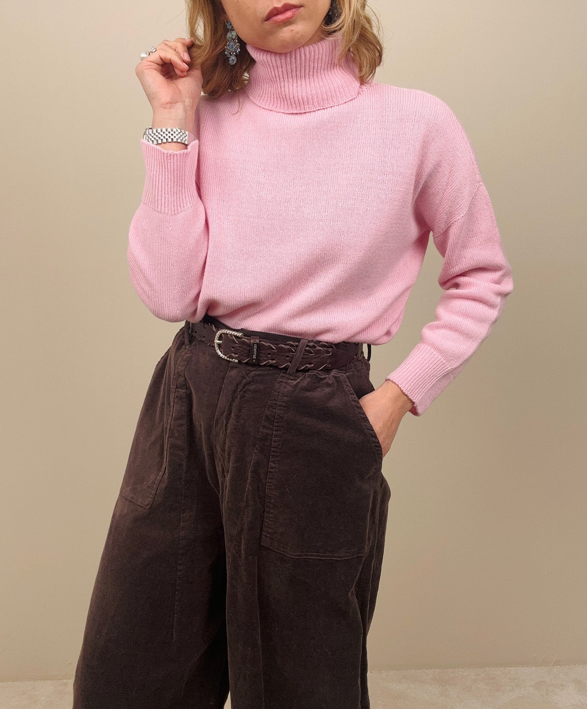 Maglione dolcevita rosa