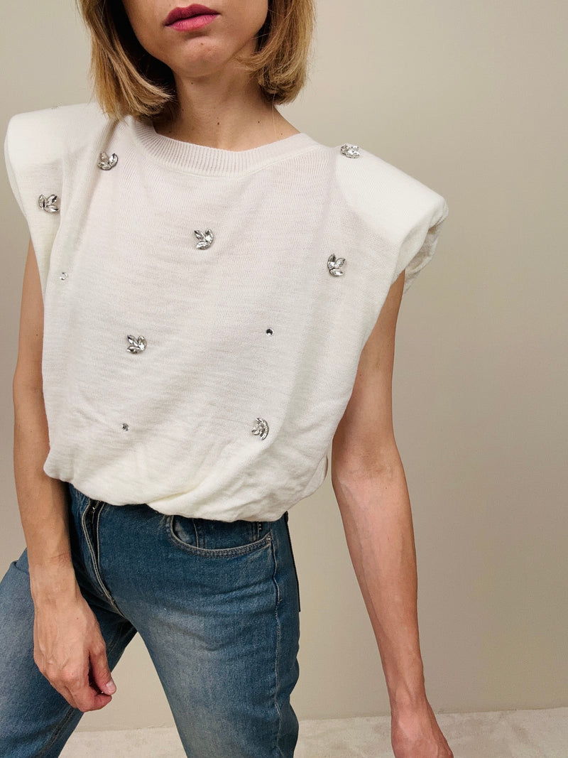 Gilet in maglia con strass (più colori)