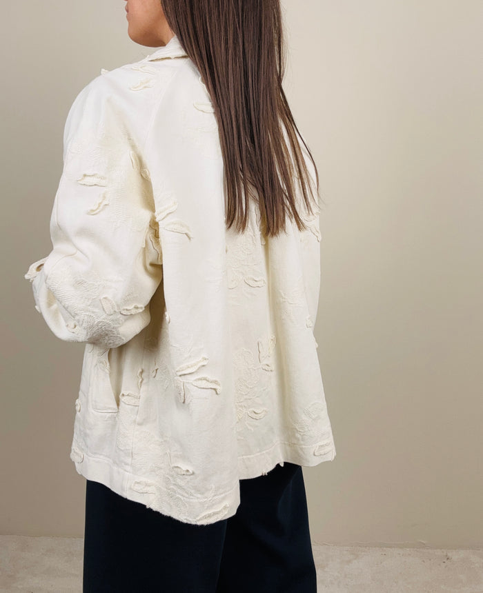 Overshirt ricamata burro