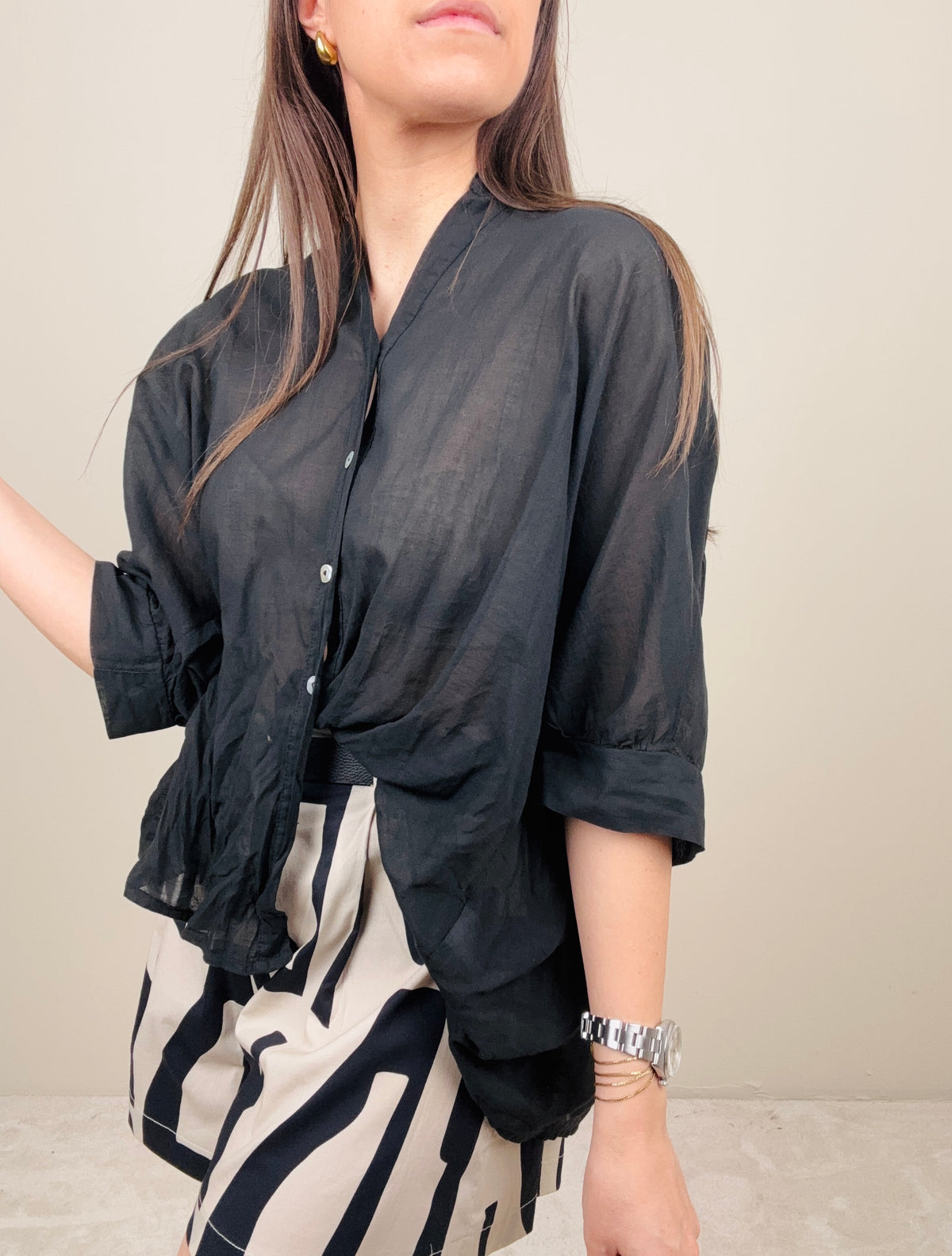 Camicia in mussola nera
