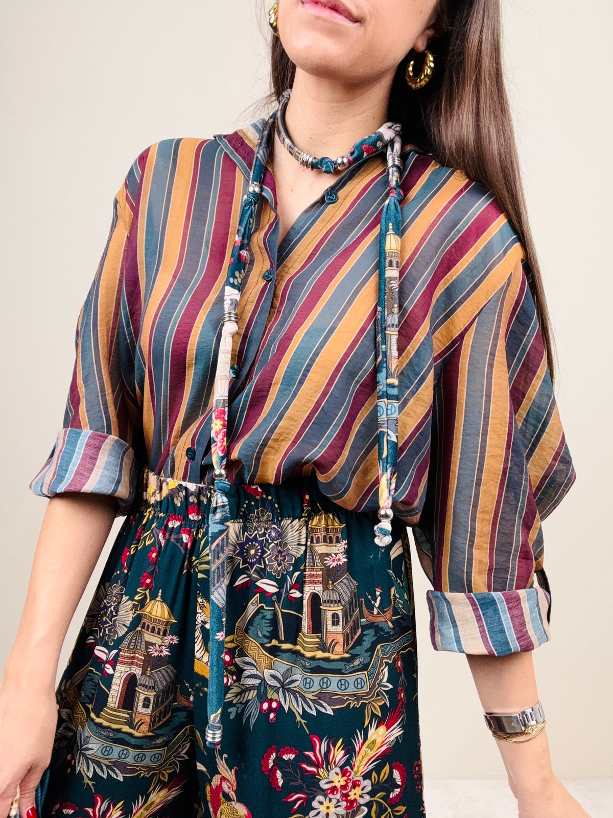 Camicia Nomad riga ottanio