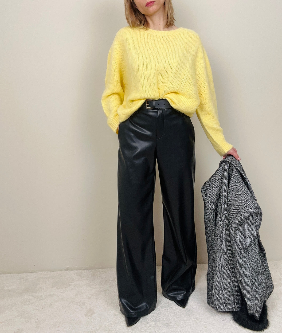 Pantalone palazzo ecopelle nero