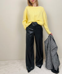 Pantalone palazzo ecopelle nero