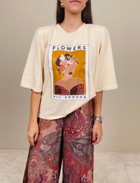 T-shirt flowers all around avorio