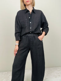 Pantalone in lino nero modello ballon