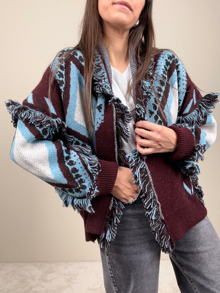 Cardigan rombi bordeaux