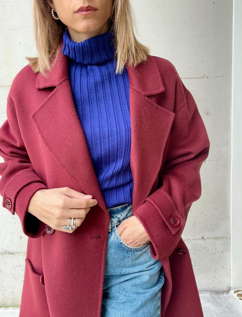 Cappotto burgundy 100% lana