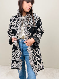 Cardigan etnico nero
