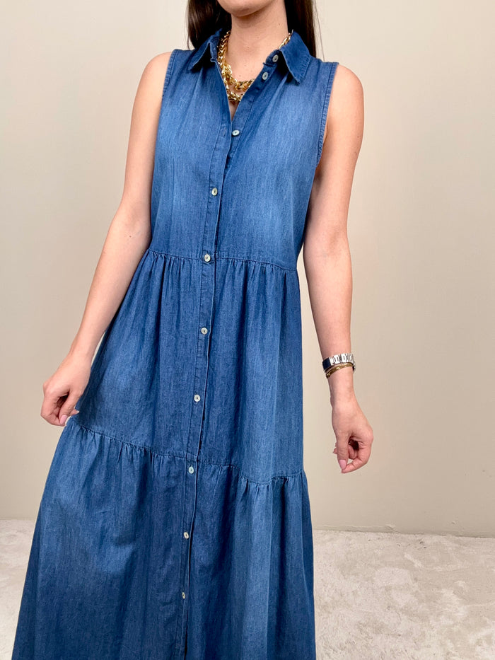 Abito chambray a balze