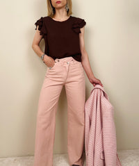 Jeans rosa con chiusura svasata