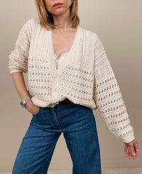 Cardigan punzonato burro