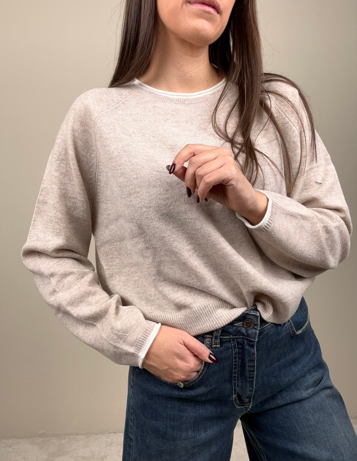Maglioncino crew-neck beige