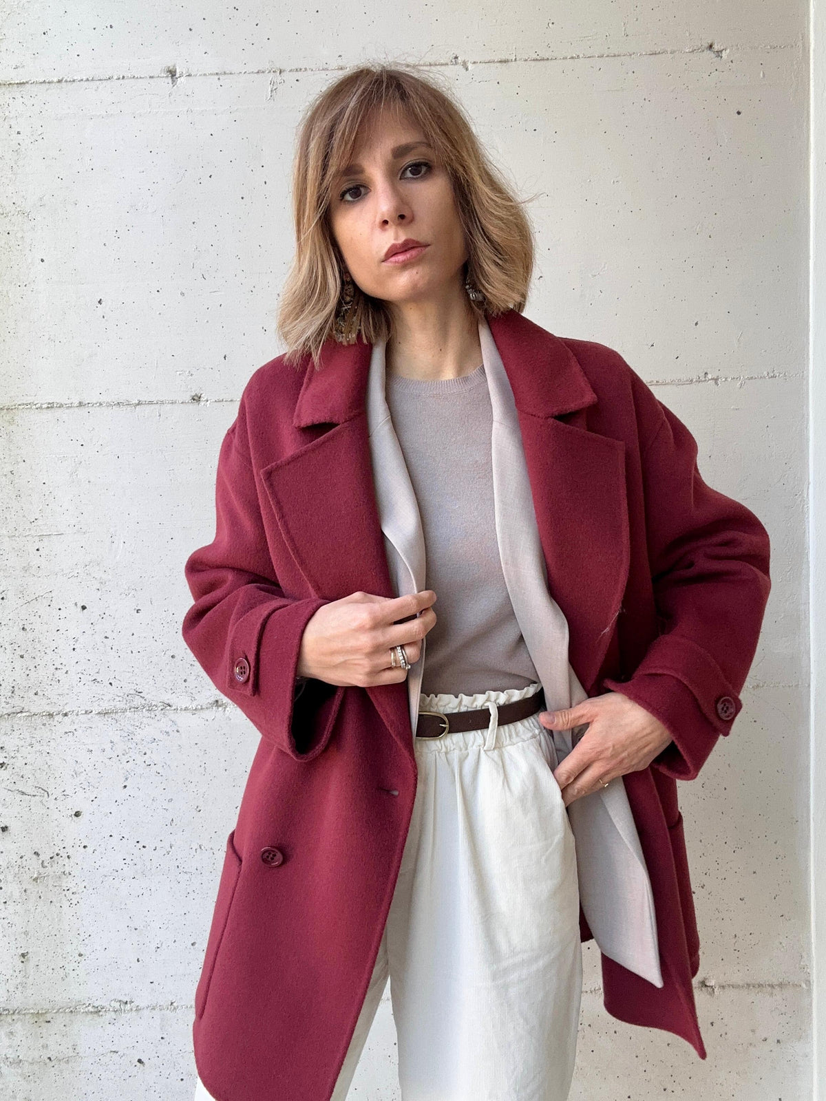 Cappotto burgundy 100% lana