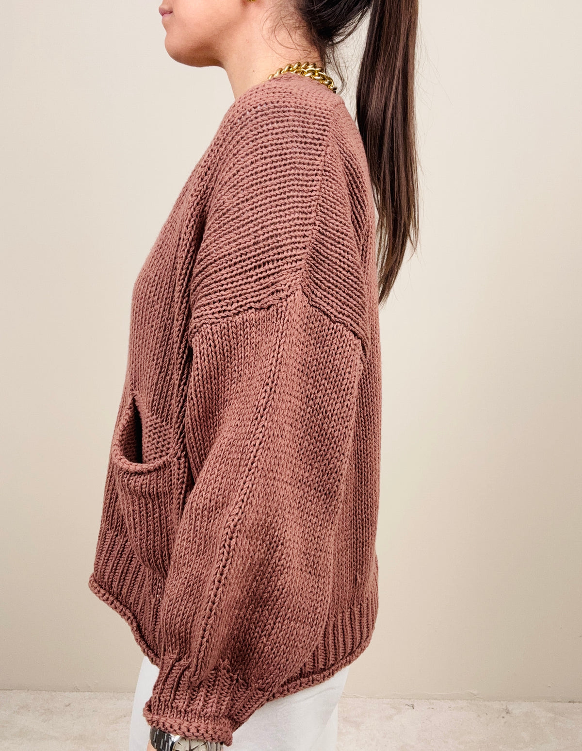 Cardigan bottoni legno (più colori)