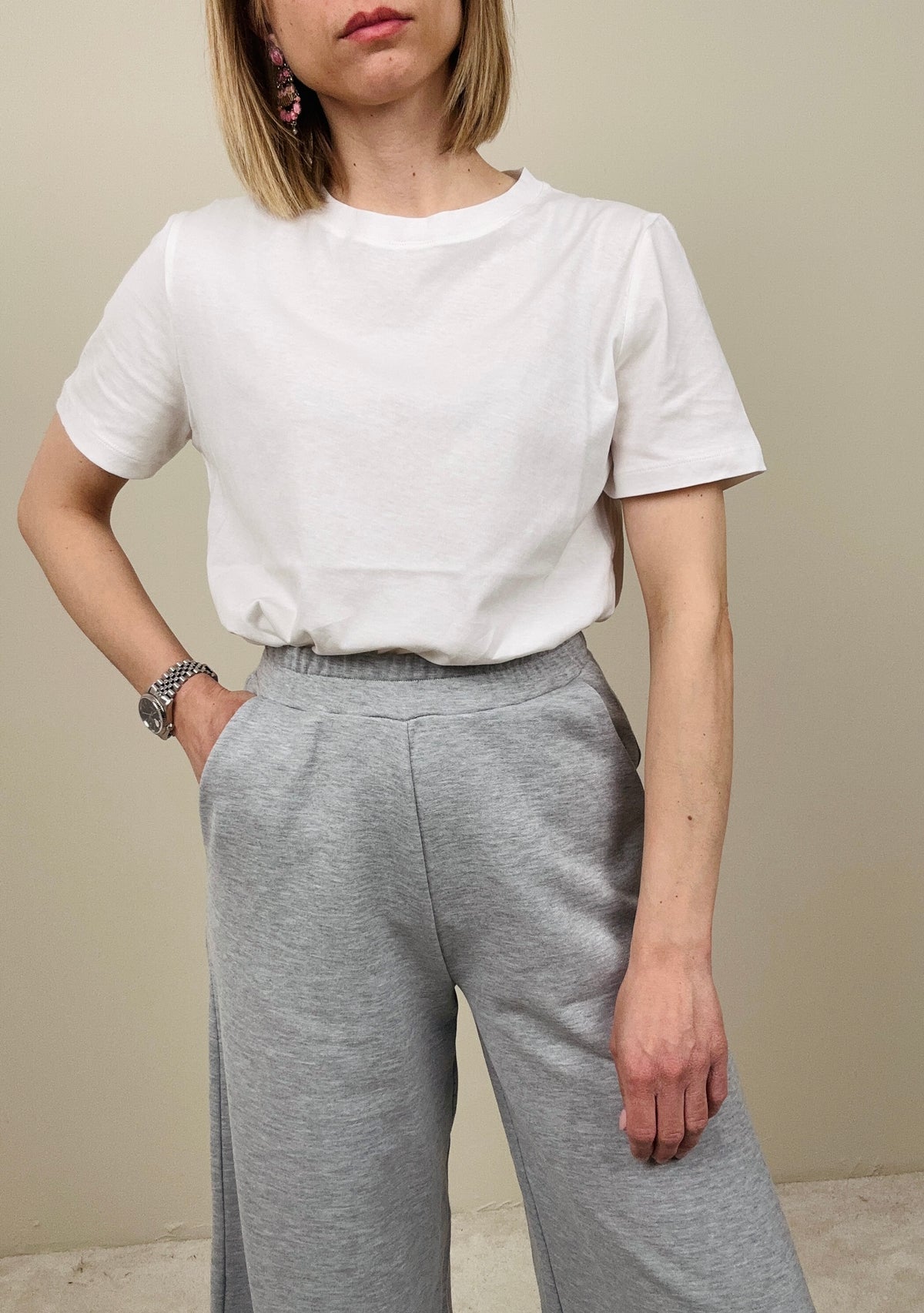 T-shirt bianca basica slim
