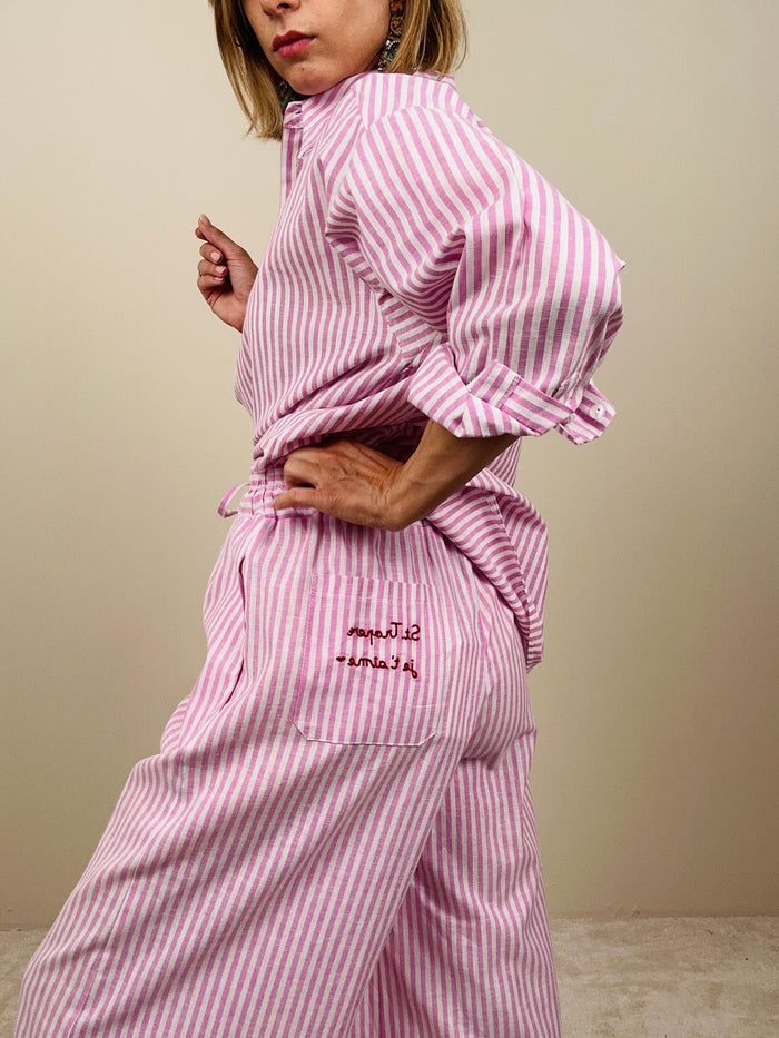 Pantalone a righe rosa St. Tropez Je T’Aime