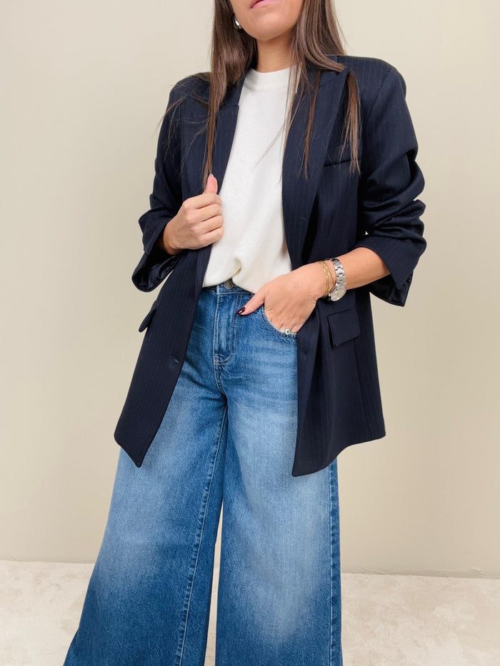 Blazer blu navy gessato